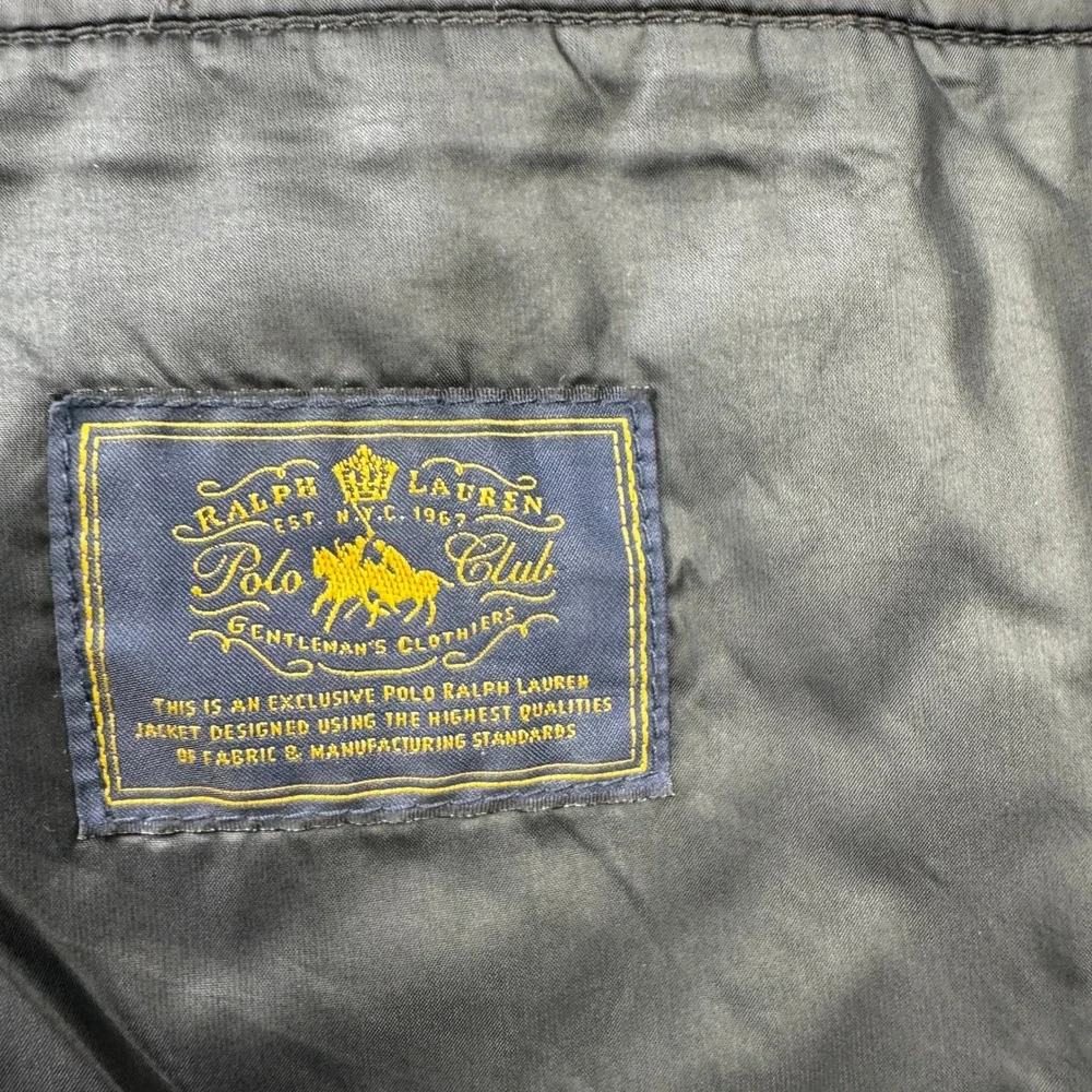 Polo Ralph Lauren Mens XL Black Quilted Vest Corduroy Collar Full Zip Snap Front